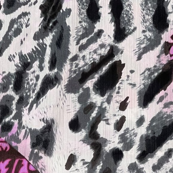 Peter Nygard Top Womens 10 Pink Black Long Sleeve Round Neck Floral Spots Print - Picture 9 of 14